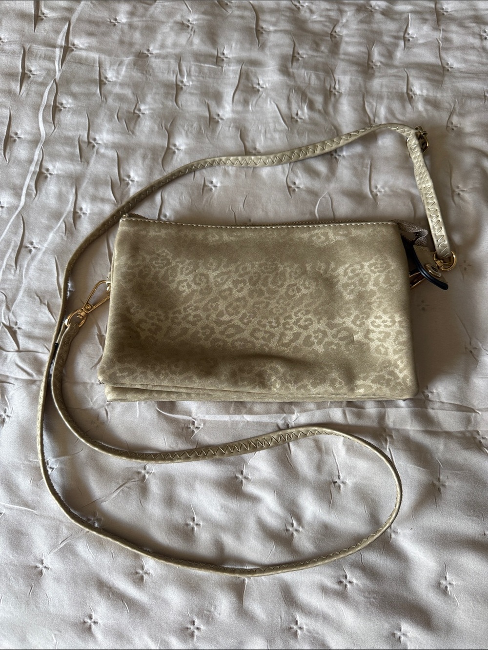 Metallic Gold Leopard-Print Crossbody Bag - Women